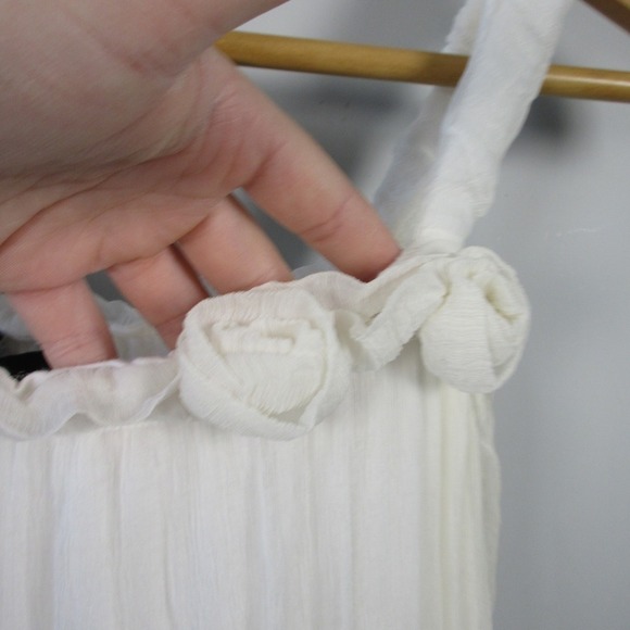 Ragazzi Italiani White S Top Blouse Cotton Silk Ruffle Rose Applique Silk 140 - Picture 8 of 12